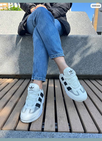 Кроси Адіки з сіткою біло чорні No Brand чорно-білі демісезони (331769068)