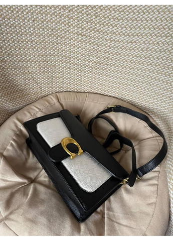 Женская сумка черного и белого цвета с двумя ремешками из эко кожи No Brand (363262648)