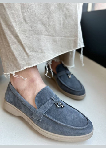 No Brand Жіночі стильні лофери натуральний сірий колір замш колір сірий з натуральна замша, — демісезон (302450715)