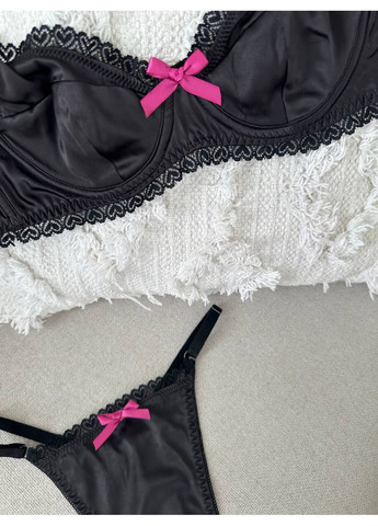 Чорний балконет комплект жіночої білизни | ніжний мереживний, чорне спокушанн Vital-Textile з кісточками поліестер, спандекс