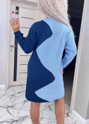 Голубое повседневный вязаное платье меди Tik-Tak