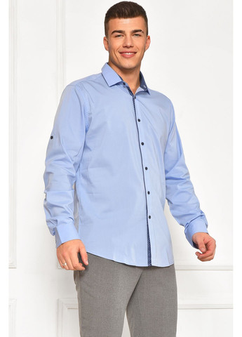 Сорочка чоловіча однотонна блакитного кольору Let's Shop (367180037)