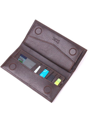 Чудовий вертикальний чоловічий гаманець із натуральної зернистої шкіри коричневий 21437 Karya (329196754)