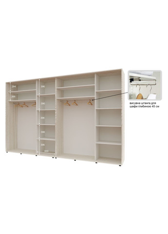 Шафа-купе чотиридверна 340*45*210 см Дуб Білений 4 двері Дзеркало Стандарт Комфорт Меблі (360453661)