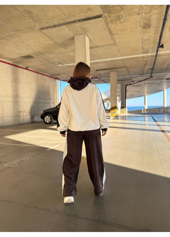 Костюм 5511 Турецкий Флис Полар штаны палаццо лампасами, свободная кофта с карманами кенгуру и капюшон Україна (370132839)