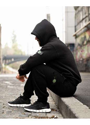 Стильний чоловічий костюм Stone Island на флісі чорний осінь/зима No Brand (368766244)
