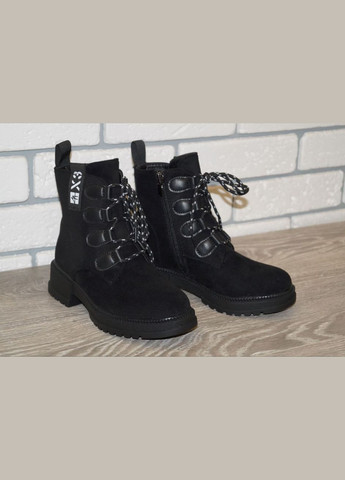 Черные повседневные, кэжуал осенние демисезонные ботинки для девочки черные Bessky