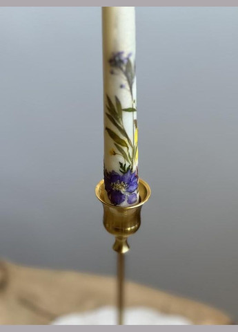 Конусна святкова свічка з сухоцвітами | воскова ручної роботи | весільна або інтер'єрна Hand Made (346591204)