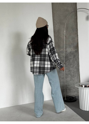 Черная повседневный, кэжуал рубашка в клетку No Brand с длинным рукавом