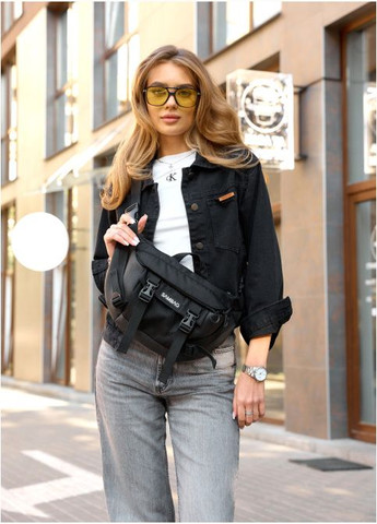 Сумка жіноча через плече для бананка планшета на пояс DynamicDart чорна Sambag (302008258)