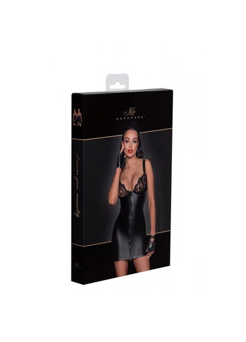 Чорна сукня-міні сексуальна з вінілу, з мереживним бюстом, блискавка спереду handmade чорна, m Noir