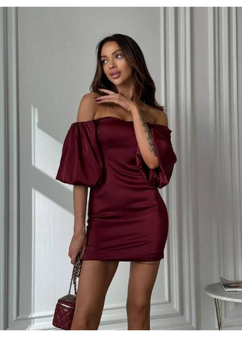 Бордовое праздничный женское платье joanna с пышными рукавами (mil408) milirud