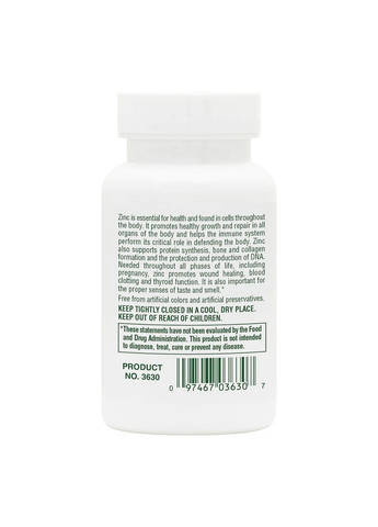 Вітаміни та мінерали Zinc 10 mg, 90 таблеток Natures Plus (293479296)