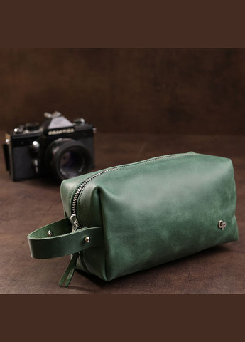 Шкіряна косметичка унісекс 11572 Зелений Grande Pelle (298920982)