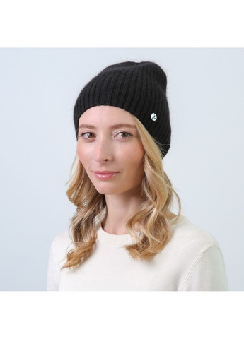 Шапка біні жіноча віскоза з ангорою чорна ТРИНІТІ LuckyLOOK 864-047 (350197140)