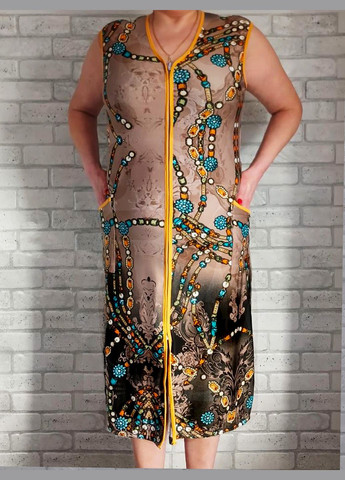 Халат женский на молнии без рукава с карманами и поясом (норма, батал), масло бамбук No Brand (322295250)