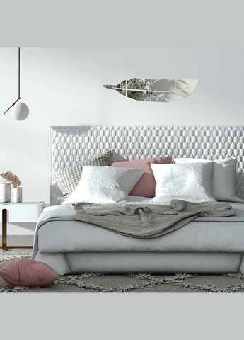 Дзеркальний декор акриловий самоклеючий Перо срібло, 6шт (D) SW-00002505 Sticker Wall (370944096)