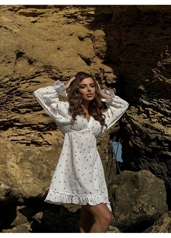 Красное праздничный, повседневный женское муслиновое платье а-силуэт Avanti сердечки