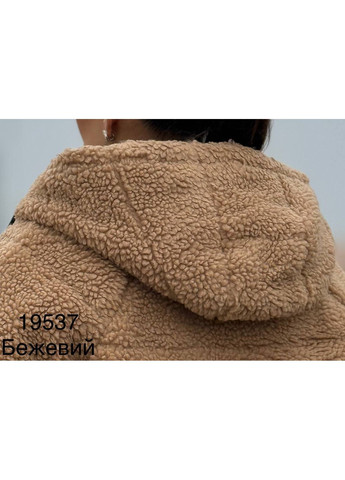 Бежевая зимняя женская зимняя теплая песочная искусственная эко шуба на змейке 44, 46 Lady yep