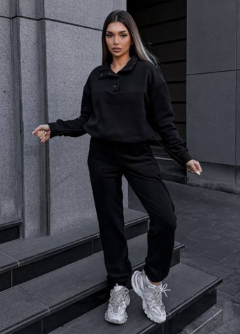 Базовый повседневный демисезонный флисовый костюм двойка: кофта на кнопках + штаны Allthings (362602774)