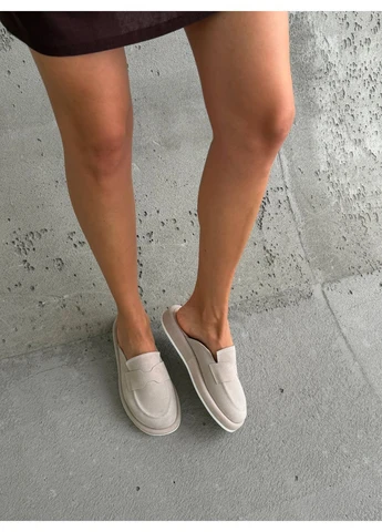 Бежевые замшевые сабо No Brand