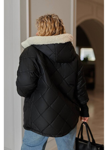 Черная зимняя куртка женская зимняя с капюшоном No Brand