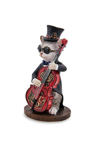 Статуэтка в стиле Стимпанк Мистер Кот с контрабасом 13 см 1907213 полистоун Veronese (302238984)