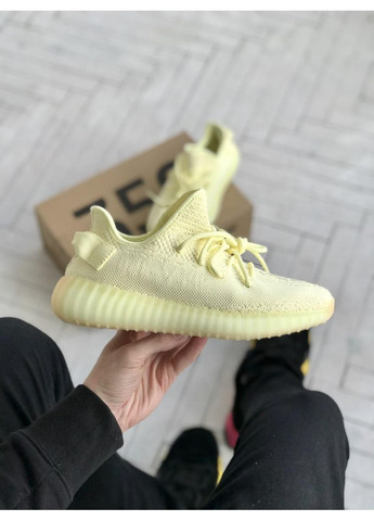 КРОССОВКИ ЖЕНСКИЕ ADIDAS YEEZY BOOST 350 V2 LIGHT YELLOW АДИДАС ИЗИ БУСТ No Brand жёлтые демисезоны (368887764)