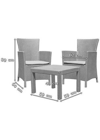 Комплект садових меблів Rosario balcony set 2 крісла + 1 стіл графіт 216777 Keter (317301833)