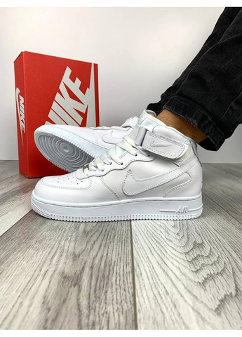 Белые демисезонные кроссовки мужские nike air force 1 high white v2 найк аир форс 1 премиум No Brand