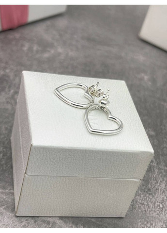 Срібні Сережки Пандора у формі серця кульчики 293077C00 Kabluchka (355346614)