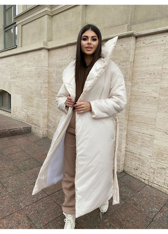 Молочная зимняя удлиненная куртка-одеяло, цвет молочный Fashion