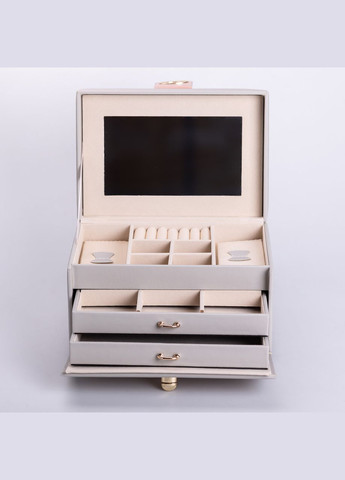 Скринька для прикрас з еко шкіри 3 яруси з дзеркалом органайзер для ювелірних виробів HP-5-17G Yiwu (325922787)