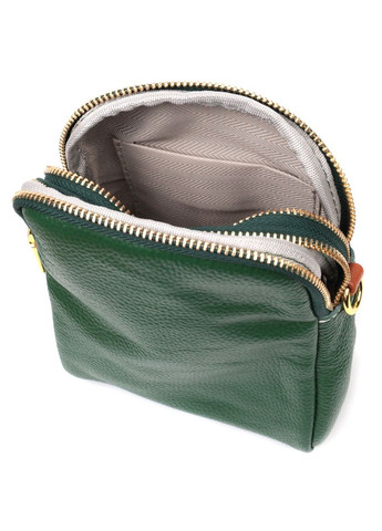 Сумка через плечо трапеция женская кожаная 22268 Зеленая Vintage (302007792)