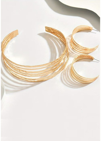 Стильный набор металлическое ожерелье и серьги скобы полоски, 1815 No Brand (370590413)