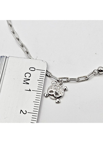 Браслет срібний на ногу "Череп" 21,5 +3 см 3,65 г No Brand (370565265)