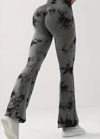 Женские спортивные лосины клеш с эффектом пуш-ап мраморные бесшовные с высокой талией No Brand (328265193)