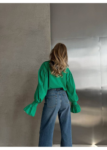 Зеленая повседневный рубашка Україна с длинным рукавом