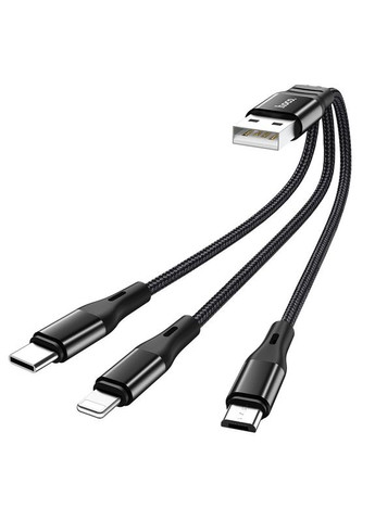 Кабель Combp 3in-1 Lightning+Micro USB+Type-C Harbor charging cable X47 |0.25m, 2.4A| Hoco (283022529)