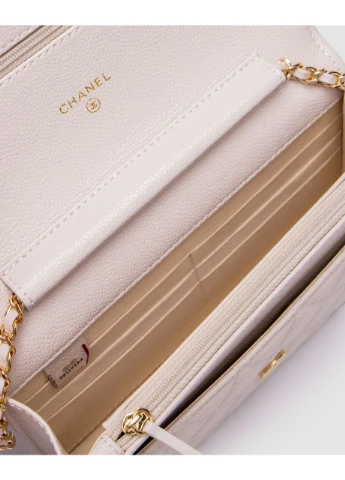 Сумка Chanel Classic Wallet on Chain Quilted Caviar Beige / Gold Шанель (377508323)
