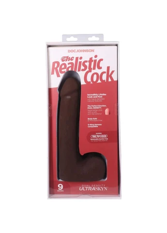 Фалоімітатор The Realistic Cock ULTRASKYN - 9 Inch with Balls Chocolate Doc Johnson (400433874)