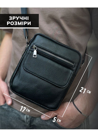 Кожаная мужская сумка через черное плечо 4134A Tiding Bag (336551827)