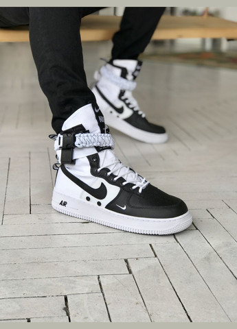 Чорно-білі всесезон кросівки чоловічі nike air force 1 sf black white | найк аір форс 1 сф чорно-білі No Brand