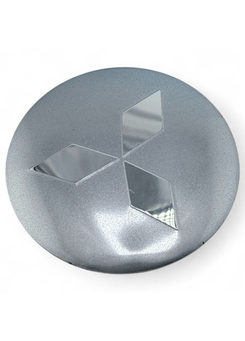 Наклейки з логотипом Міцубісі 56 мм алюмінієві Сіра з хром логотипом 4 штуки. No Brand (364957851)