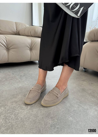 Бежевые лоферы 13100 (беж, натуральная замша) No Brand