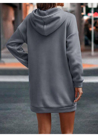 Темно-серое спортивное, кэжуал женское платье-туника платье-худи No Brand