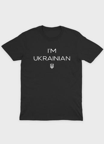 Чорна чоловіча футболка з патріотичним принтом i`m ukrainian (ts001-1-bl-005-1-017) Modno