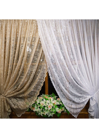 Кухонная занавеска короткая готовая Полина мрамор беж +мрамор амбре белый No Brand (372134029)