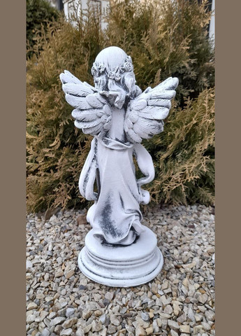 Ангел на подставке у веночка молится 32*15*12 см (СП5283 серый) Гранд Презент (282841249)