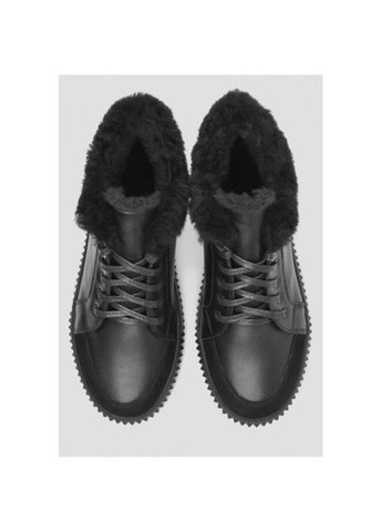 Черные зимние кеды (ботинки) на овчине натуральная кожа/замша р. (81907ch) Vm-Villomi
